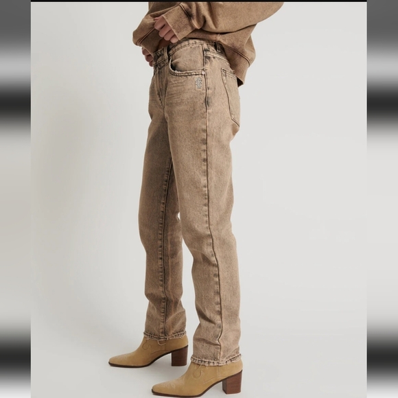 NWT One Teaspoon Truckers Mid Waist Straight Leg Denim Jeans in Rust  32 $165 - Picture 4 of 16